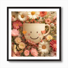 Valentine Coffee Cup Lovers Art Print