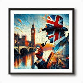 Abstract Puzzle Art English gentleman in London 11 Art Print