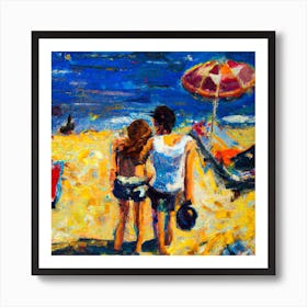 Couple On The Beach 1 Art Print