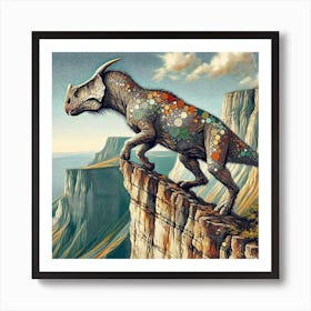 Dinosaur On Cliff Art Print