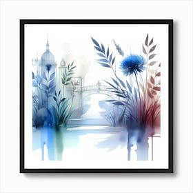 Watercolor Of Flowers 1 Art Print