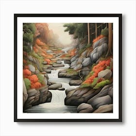 Stream In The Woods Art Print