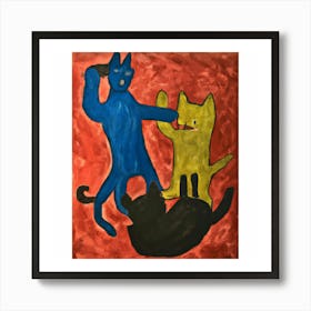 Cat Fight 7 Art Print