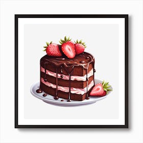 Chocolate Cake With Strawberries 9 Art Print