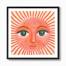 Modern Illustration Mystical Smiling Sun Print Art Print