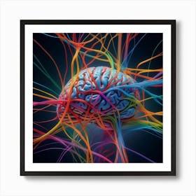 Brain With Colorful Wires Art Print