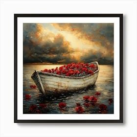 Poppies In A Boat 4 Art Print