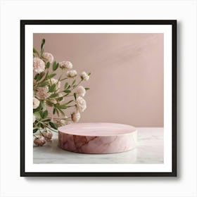 Pink Marble Cake Stand 8 Art Print