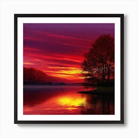 Sunset Over Lake 36 Art Print