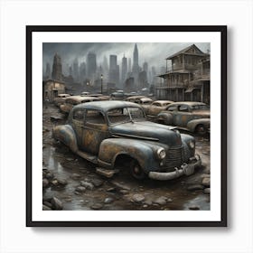 Old Cars In A City Art Print