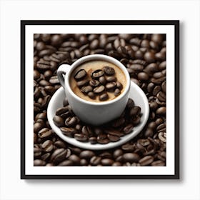 Coffee Cup On Coffee Beans 11 Art Print