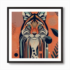 Retro orange Tiger Art Print