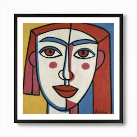 A Cubist Interpretation Of A Girls Face Featur Art Print