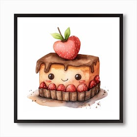 Kawaii Cake Cute Drawing Illustration Art Print