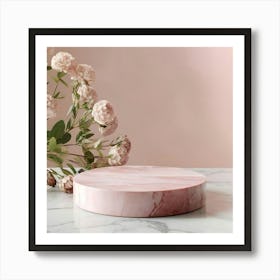 Pink Marble Cake Stand 11 Art Print