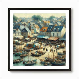 Port Of France, Acrylic Painting Style Art Print