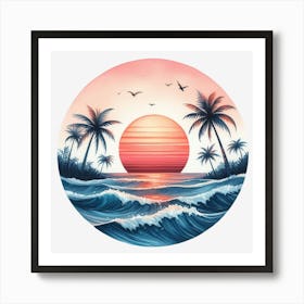 Sunset At The Beach 2 Art Print