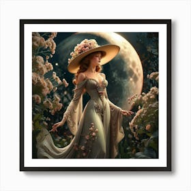 Full Moon In The Garden Art Print