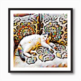 Cat On A Couch Art Print