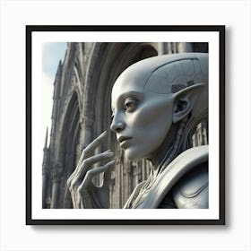 Future Gothic Robot Statue Art Print Art Print