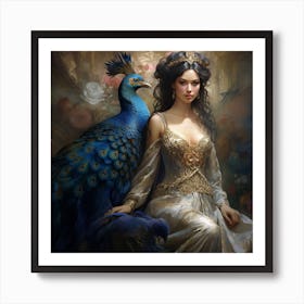 Peacock woman Art Print