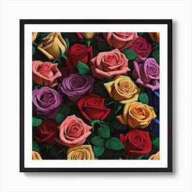 Multicolored Roses Art Print