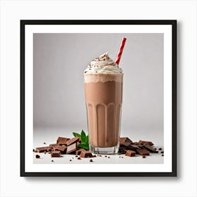 Beautiful Chocolate Milk Shake Isolated On White Background 2455068141 Art Print