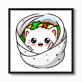 Kawaii Cat Burrito Art Print