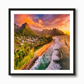 Sunset In Hawaii Art Print