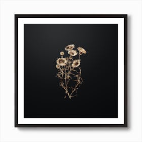 Gold Botanical Hoary Diplopappus Flower on Wrought Iron Black n.3428 Art Print