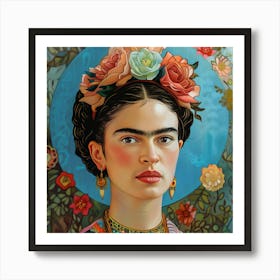 Frida Kahlo pastel art Art Print