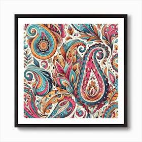 Colorful paisley pattern Art Print