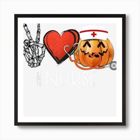 Peace Love Halloween Leopard Pattern Heart Nursing Life Art Print