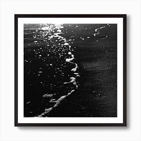 Calm Waves Close Up  Black And White Ocean Photography Square Art Print