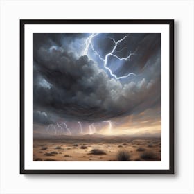 Lightning In The Desert Art Print