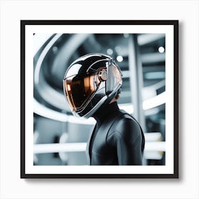 Futuristic Man In Helmet 1 Art Print