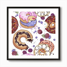 Minimalist Doodle Donut Bite Pattern Art Art Print