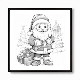 Santa Claus black white Art Print