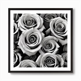 Black And White Roses 21 Art Print