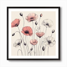 Poppies flowers 2 Art Print