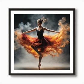 Ballet Dancer In Smoke Art Print
