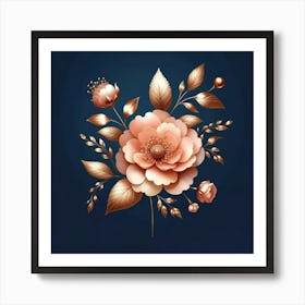 Roses On A Blue Background Art Print