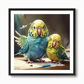 Two Parakeets Art Print