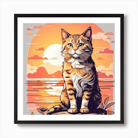 Sunset Cat Art Print