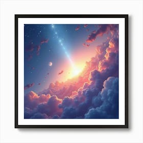 Celestial Watercolor With Gentle Cosmic Light 1 Art Print