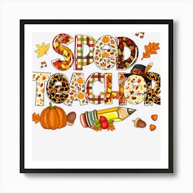 Sped Teacher Leopard Pilgrim Hat Fall Thanksgiving Gifts Art Print