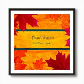 Autumn Themed Sale Banner Featuring Rich Textured Leaves In Shades Of Orange And Yellow Intertwine Art Print