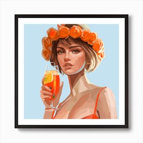 Hawaiian Girl With Drink Art Print