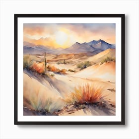 Sunset In The Desert Art Print