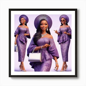 African Woman In Purple Dress 1 Art Print